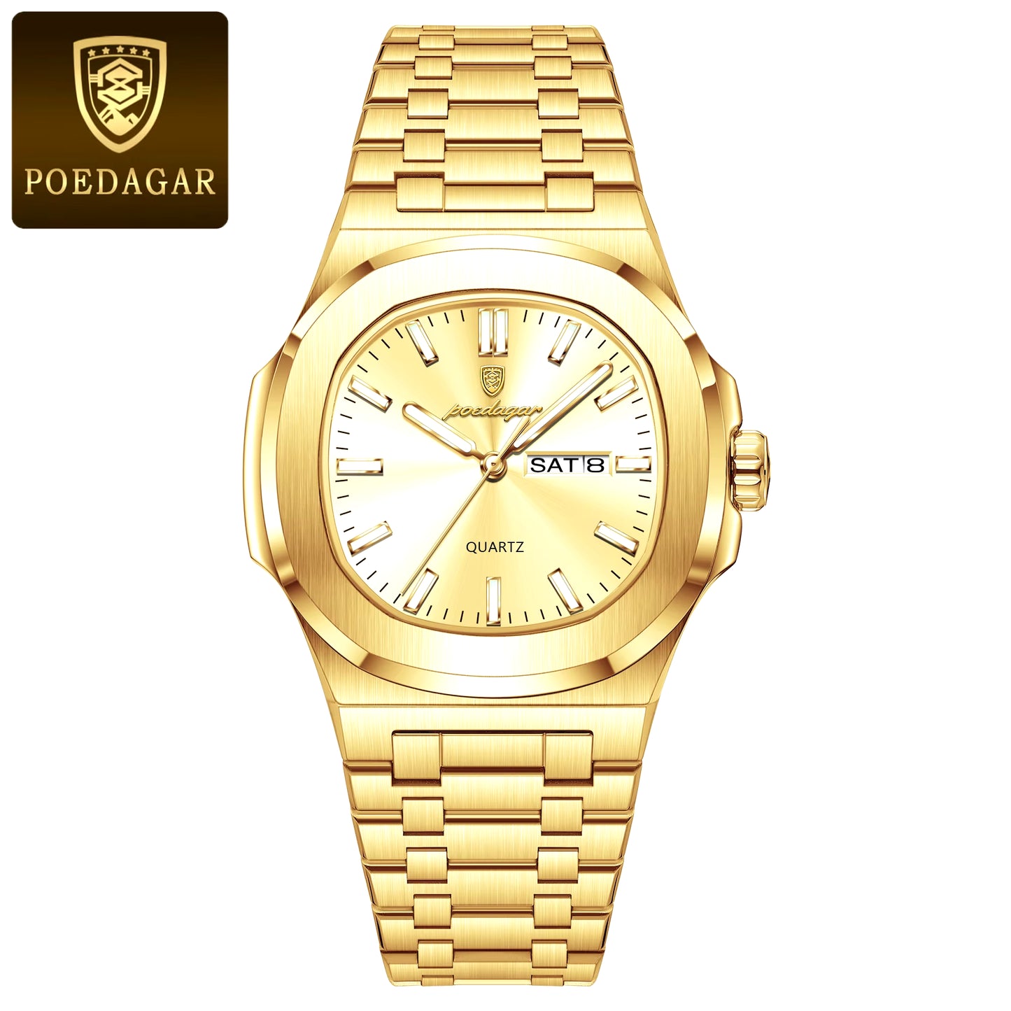 Luxury Military Man Watch Square Waterproof Luminous Date Week Men Watch Stainless Steel Quartz Men'S Watches Reloj+Box