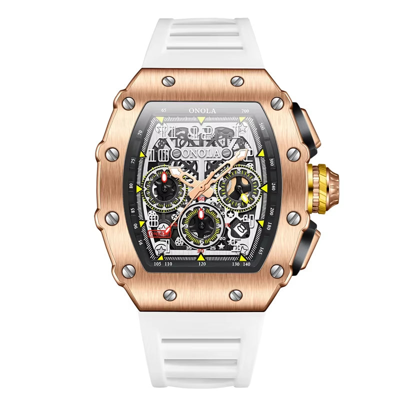 Luxury Brand Rose Gold Watches Men Tonneau Fashion Sport Chronograph Quartz Watch Original High Quality Mille Clock Dropshipping