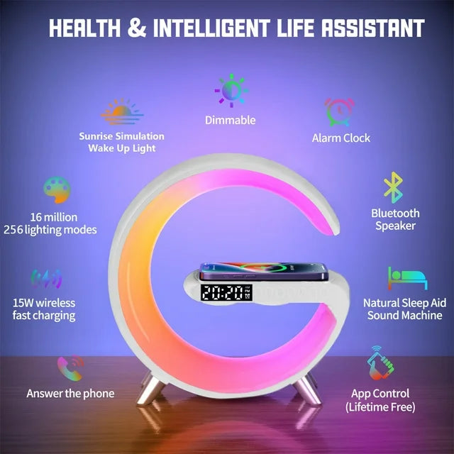 3 in 1 Bluetooth speaker met draadloos oplader, LED bureaulamp
