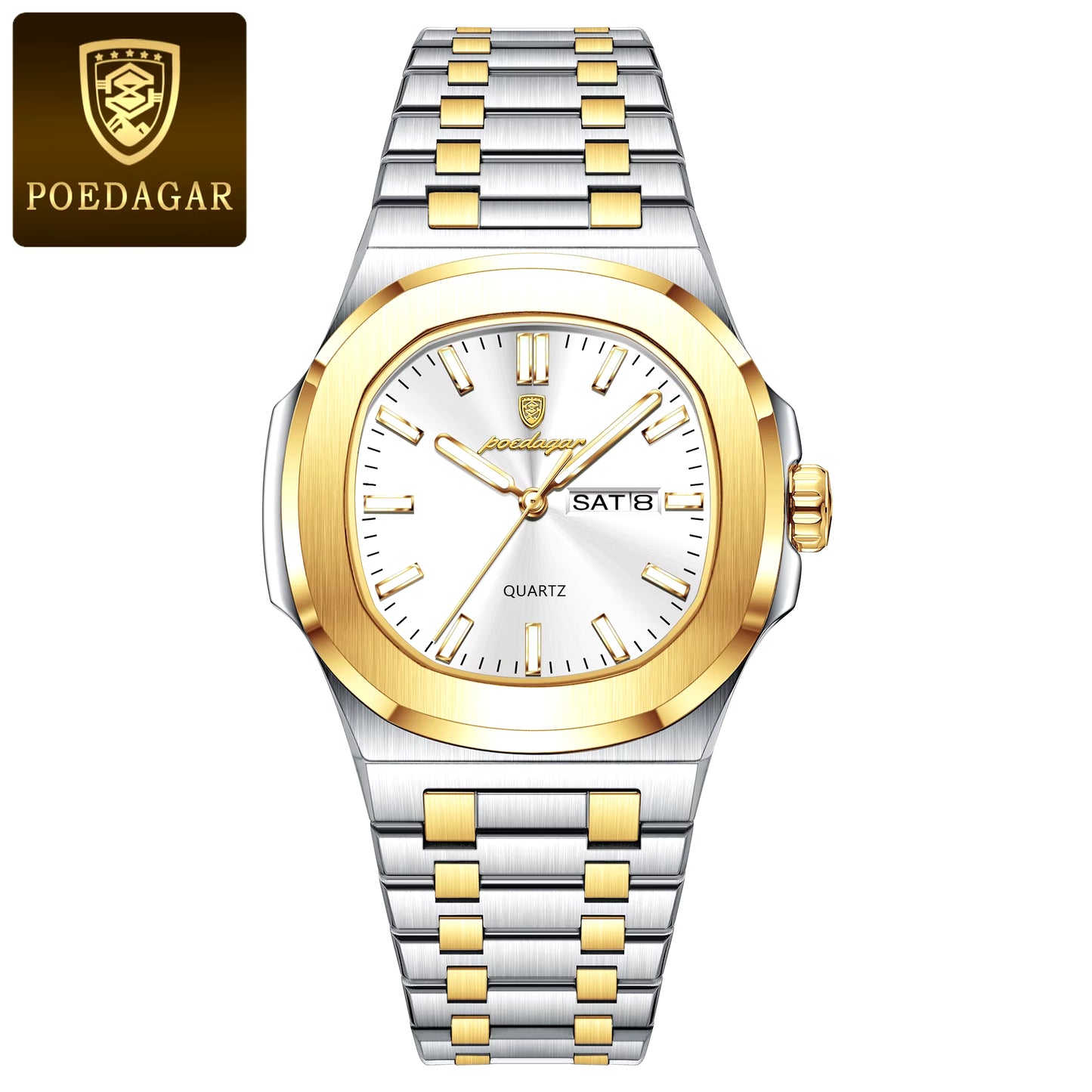 Luxury Military Man Watch Square Waterproof Luminous Date Week Men Watch Stainless Steel Quartz Men'S Watches Reloj+Box