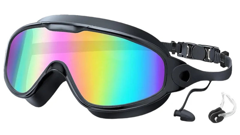Large Frame Adult Swim Goggles Anti-Fog Wide View Coated Lens UV Protection Pool Swimming Glasses for Adult Youth Men Women