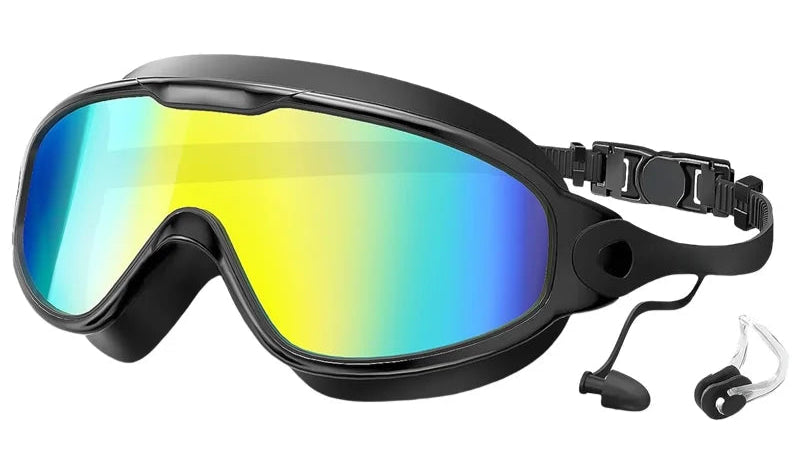 Large Frame Adult Swim Goggles Anti-Fog Wide View Coated Lens UV Protection Pool Swimming Glasses for Adult Youth Men Women