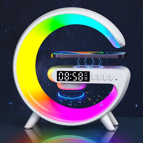 3 in 1 Bluetooth speaker met draadloos oplader, LED bureaulamp