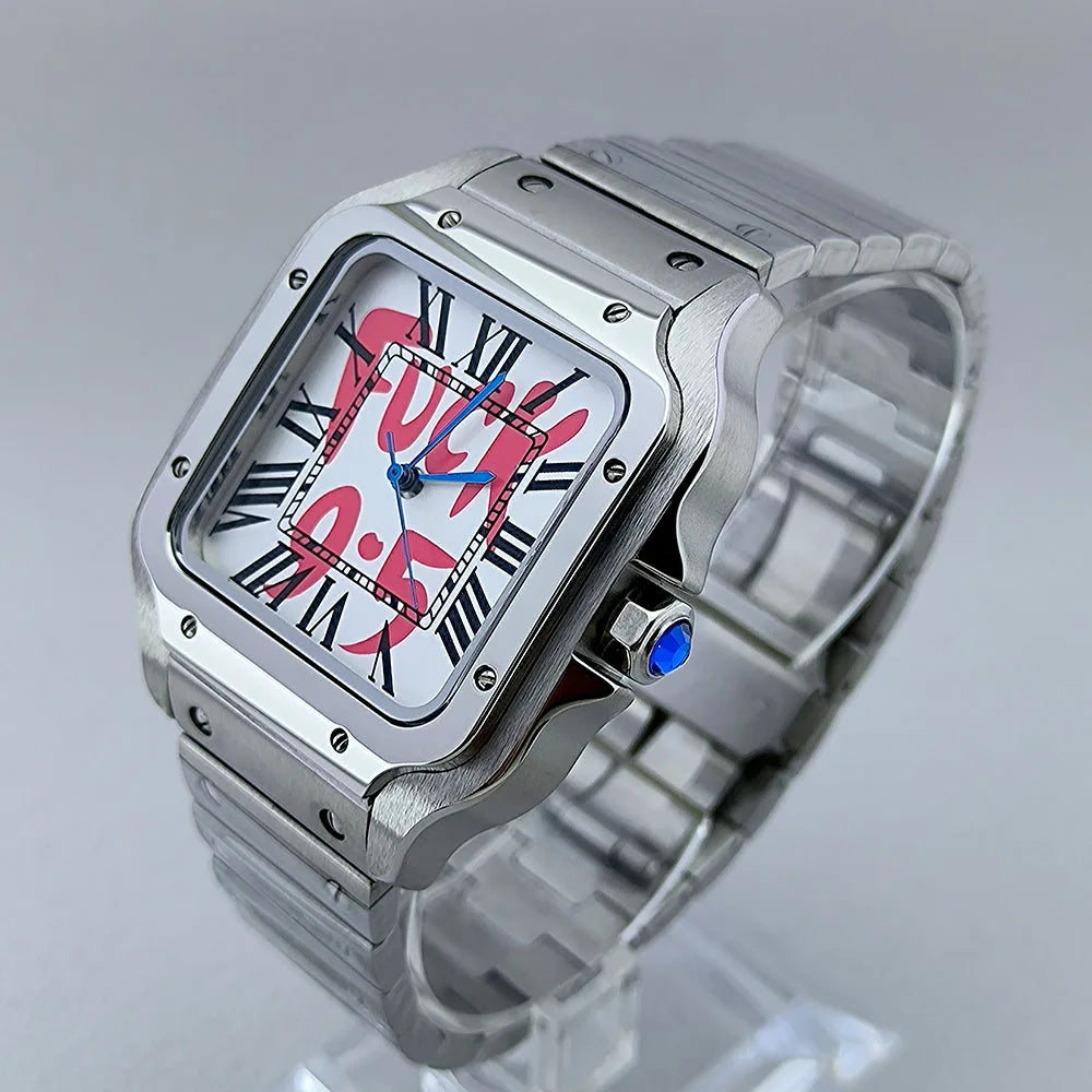 NH35 Square Watch Men'S Automatic Watch Roma Case Folding Buckle Bracelet Custom Logo NH35 NH36 Movement Watch