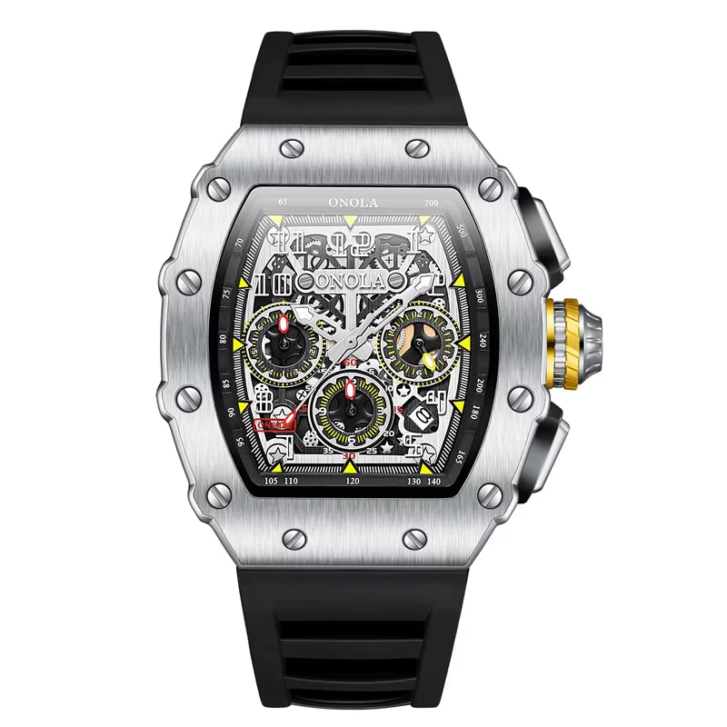 Luxury Brand Rose Gold Watches Men Tonneau Fashion Sport Chronograph Quartz Watch Original High Quality Mille Clock Dropshipping