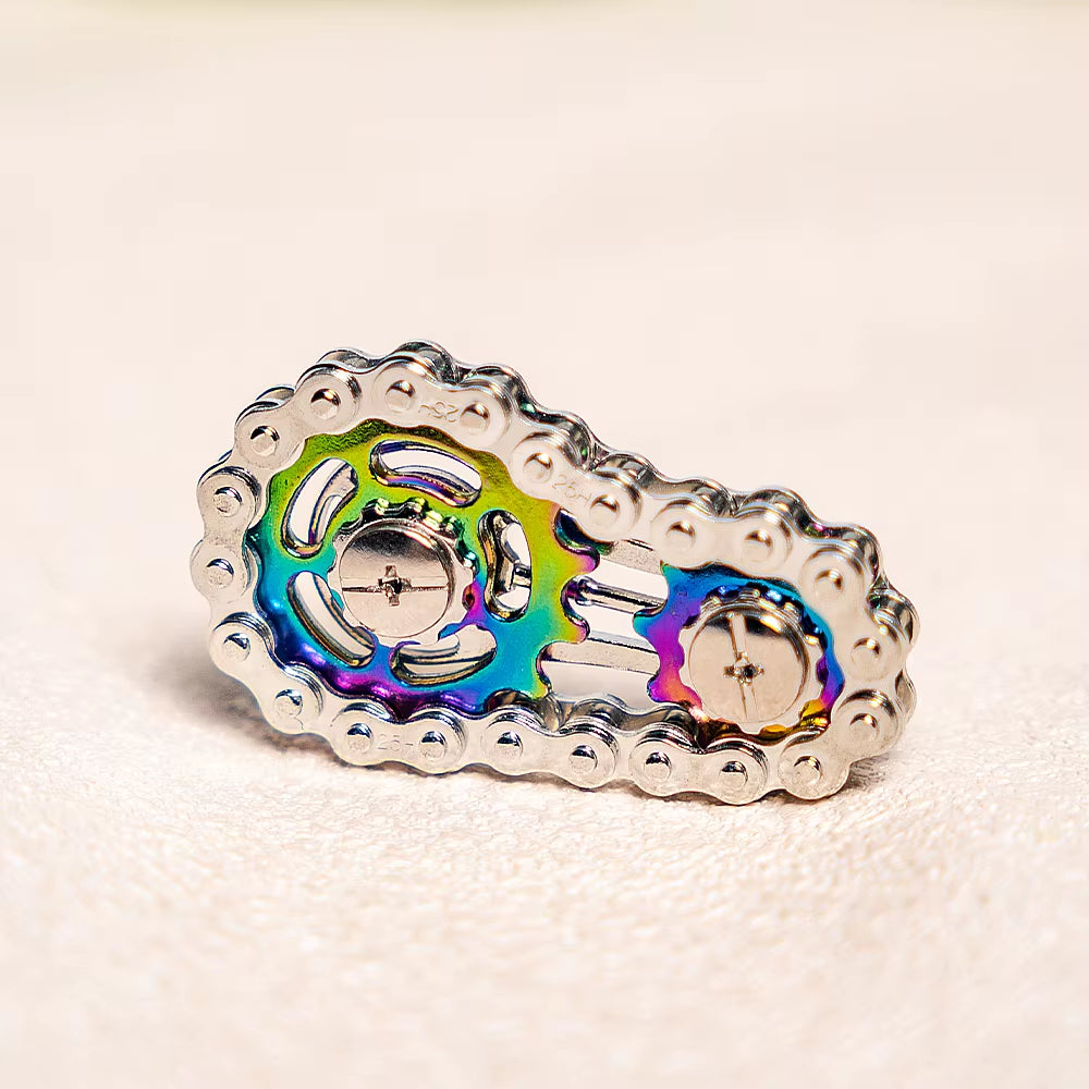 1 Colorful Metal Bicycle Chain-Shaped Fidget Spinner Toy, Effective in Relieving Stress
