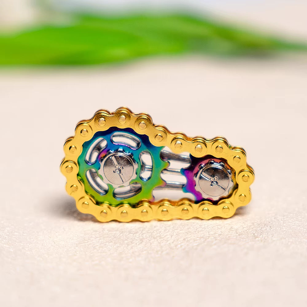 1 Colorful Metal Bicycle Chain-Shaped Fidget Spinner Toy, Effective in Relieving Stress