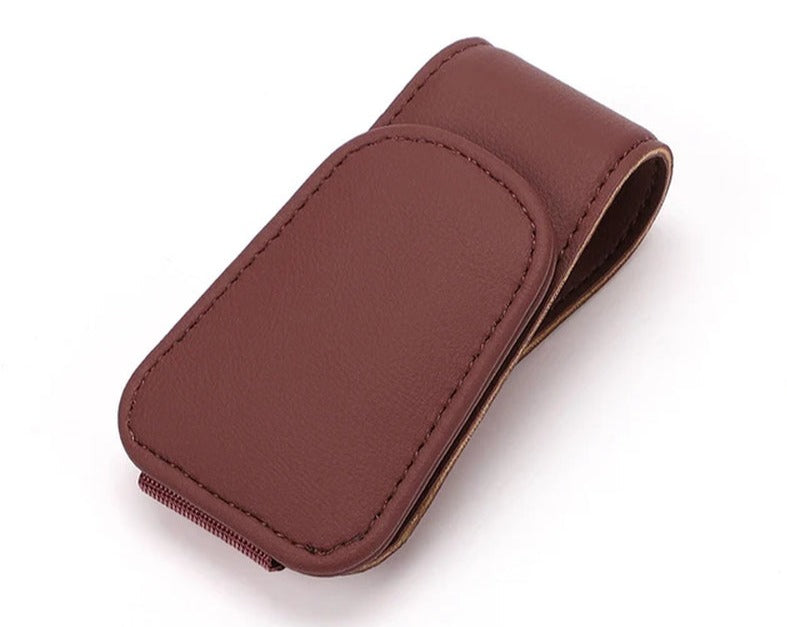 Car Glasses Holder Universal Sun Visor Clip Sunglasses Holder Microsoft Leather Eyeglasses Hanger Ticket Clip Glasses Mount