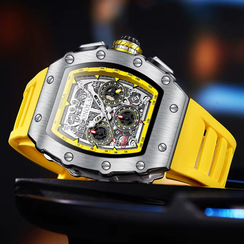 Luxury Brand Rose Gold Watches Men Tonneau Fashion Sport Chronograph Quartz Watch Original High Quality Mille Clock Dropshipping