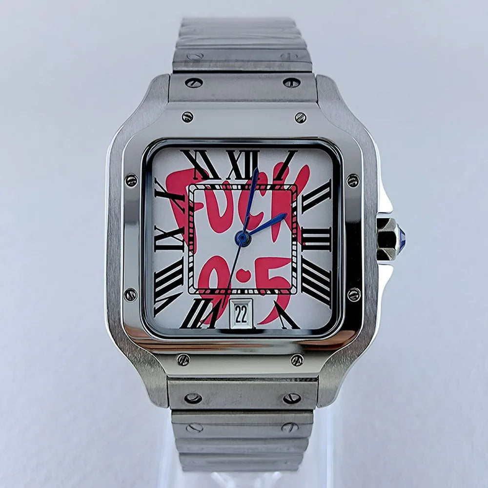 NH35 Square Watch Men'S Automatic Watch Roma Case Folding Buckle Bracelet Custom Logo NH35 NH36 Movement Watch