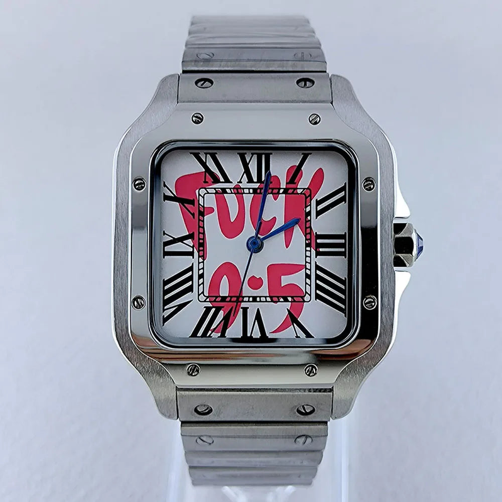 NH35 Square Watch Men'S Automatic Watch Roma Case Folding Buckle Bracelet Custom Logo NH35 NH36 Movement Watch