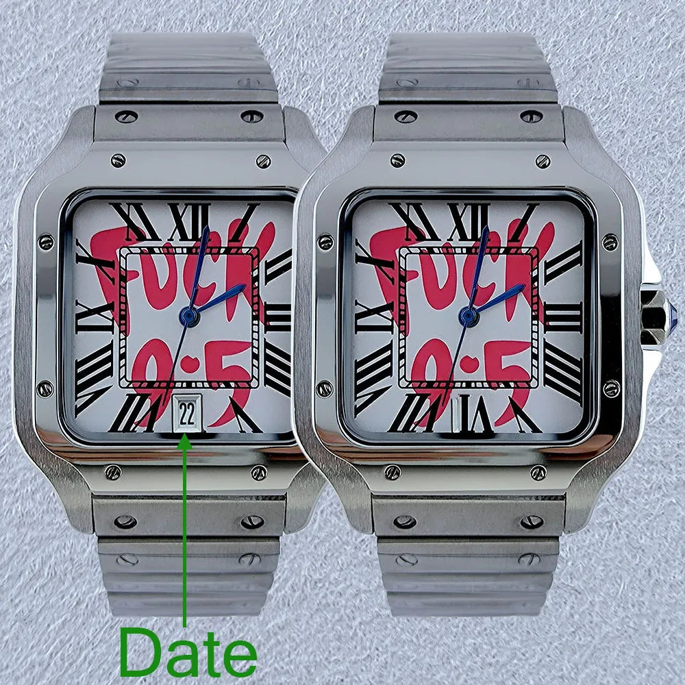 NH35 Square Watch Men'S Automatic Watch Roma Case Folding Buckle Bracelet Custom Logo NH35 NH36 Movement Watch