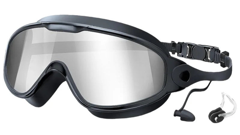 Large Frame Adult Swim Goggles Anti-Fog Wide View Coated Lens UV Protection Pool Swimming Glasses for Adult Youth Men Women