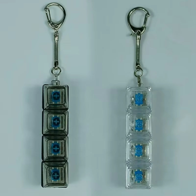 Funny LED Decompression Keyboard Keychain for Men Women Kids Transparent 4 Keys Stress Relief DIY Button Keycap Keyrings Pendant