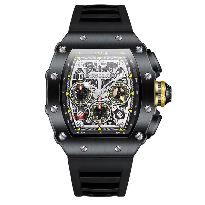 Luxury Brand Rose Gold Watches Men Tonneau Fashion Sport Chronograph Quartz Watch Original High Quality Mille Clock Dropshipping
