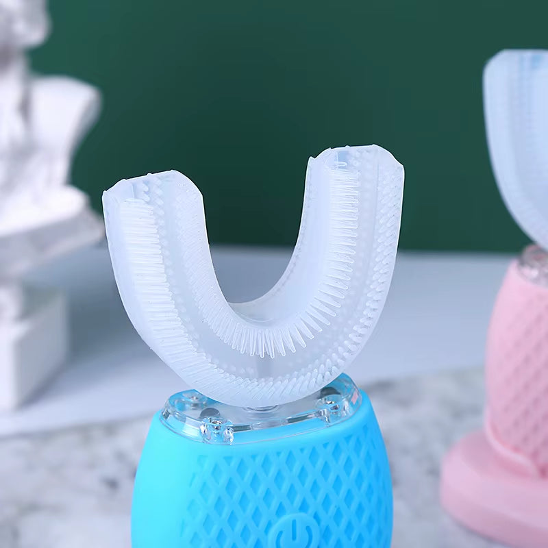 Sonic Silicone Electric Toothbrush U Shape 360 Degree Mouth Cleansing Automatic Toothbrush Cold Blue Light Teeth Whitening Brush