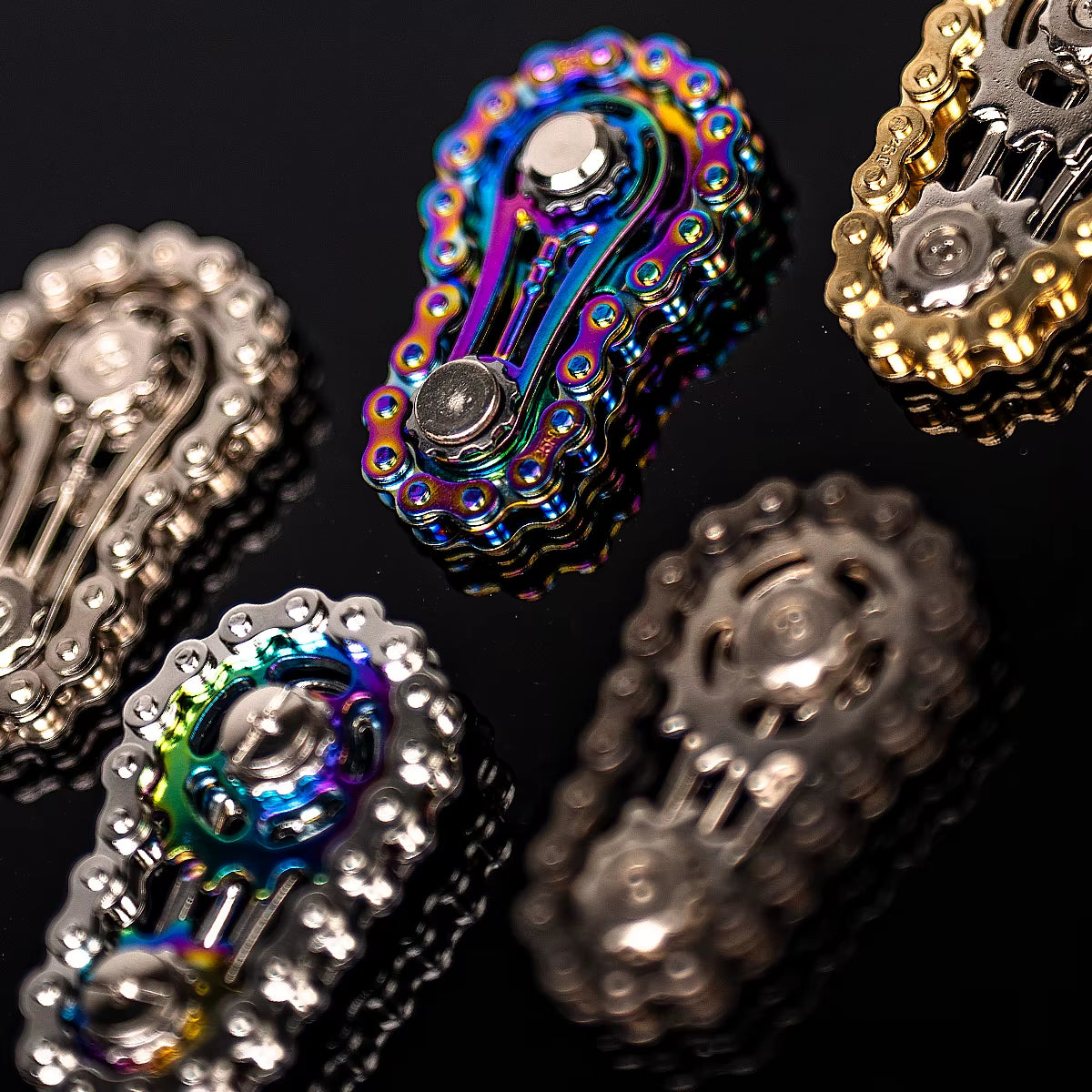 1 Colorful Metal Bicycle Chain-Shaped Fidget Spinner Toy, Effective in Relieving Stress