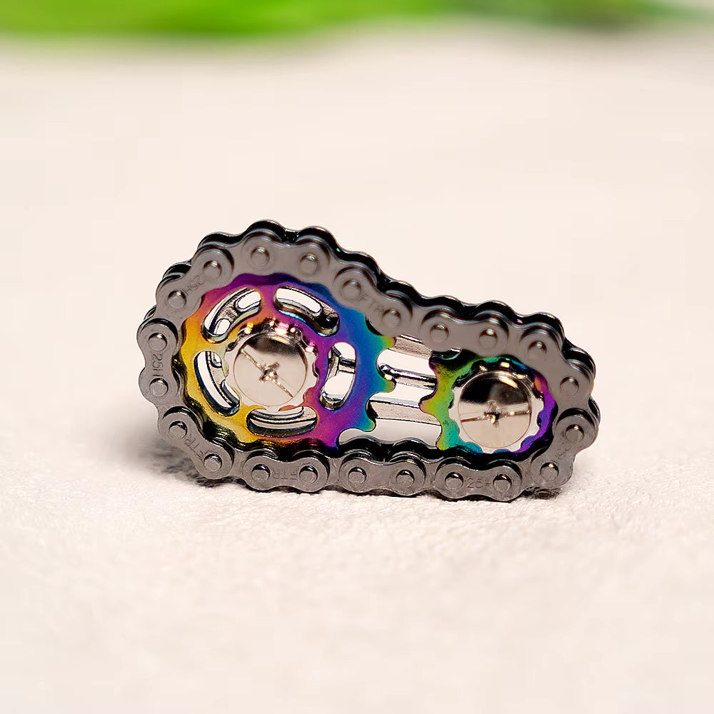 1 Colorful Metal Bicycle Chain-Shaped Fidget Spinner Toy, Effective in Relieving Stress